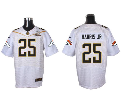 Nike Broncos #25 Chris Harris Jr White 2016 Pro Bowl Men's Stitched NFL Elite Jersey - Click Image to Close